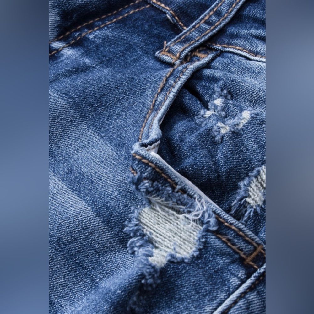 NWT Blue Distressed Flare Jeans - Picture 9 of 14